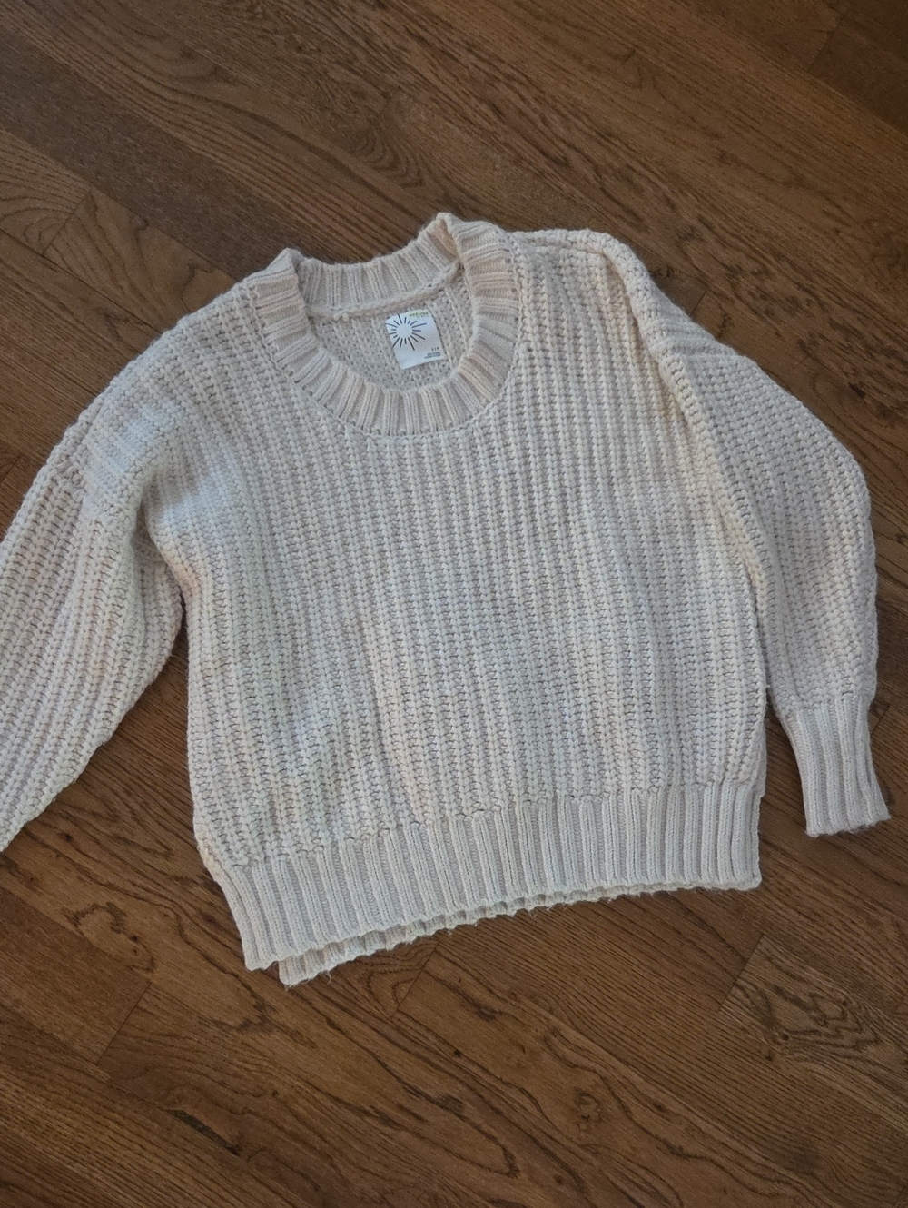 Women's Cream Waffle Crewneck Sweater - Everyday Knit